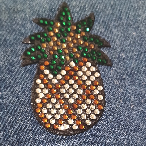 BCBGeneration Gennie Rhinestone Pineapple Frayed Fringe Denim Slip-On Slide Mule - Picture 9 of 11